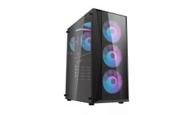 Darkflash DK352 Plus számítógépház + 4 ARGB ventilátor (fekete) (DK352 PLUS)